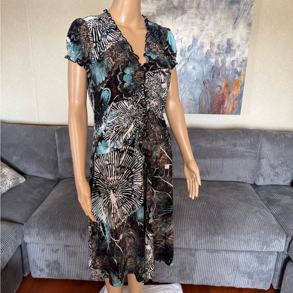 dressbarn Black and Blue Midi Dress